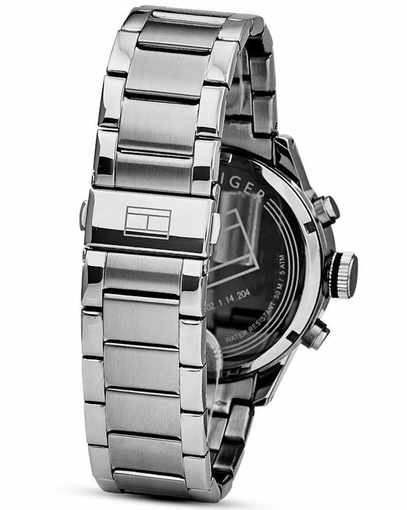 Tommy Hilfiger Jackson Quartz Black Dial Silver Steel Strap Watch for Men - 1791243