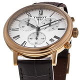Tissot Carson Premium Chronograph Silver Dial Brown Leather Strap Watch For Men - T122.417.36.033.00