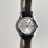 Burberry The City White Dial Black Haymarket Leather Strap Watch for Women - BU9150