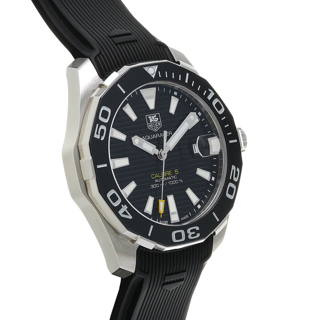 Tag Heuer Aquaracer Calibre 5 Automatic Black Dial Black Rubber Strap Watch for Men - WAY211A.FT6151