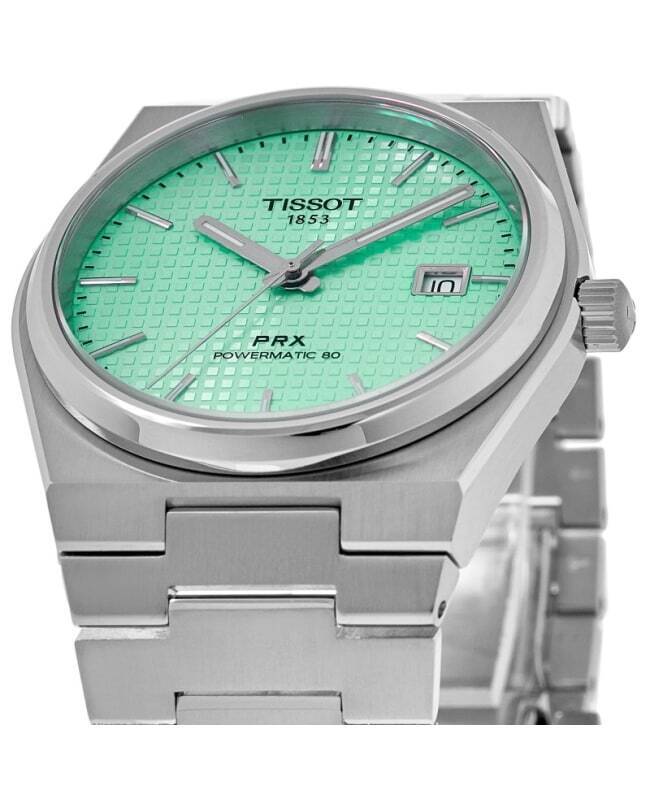 Tissot PRX Powermatic 80 Light Green Dial Silver Steel Strap Watch for Men - T137.207.11.091.01