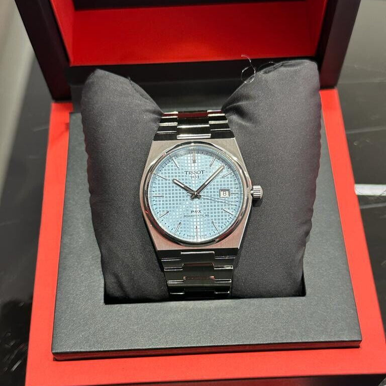 Tissot PRX Powermatic 80 Ice Blue Tiffany Dial Silver Steel Strap Watch for Men - T137.407.11.351.00