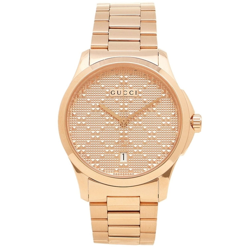 Gucci G Timeless Quartz Gold Dial Gold Steel Strap Watch For Women - YA126482