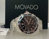 Movado Series 800 Chronograph Black Dial Silver Steel Strap Watch For Men - 2600142