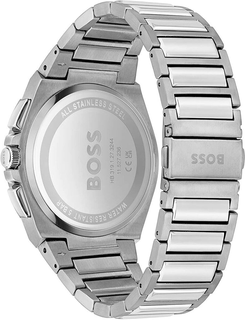 Hugo Boss Steer Chronograph Blue Dial Silver Steel Strap Watch For Men - 1514048