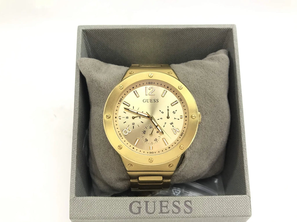 Guess Scope Gold Dial Gold Steel Strap Watch for Men - GW0454G2