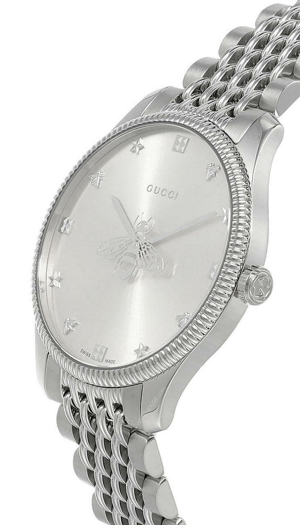 Gucci G Timeless Quartz Silver Dial Silver Steel Strap Watch For Women - YA1264153