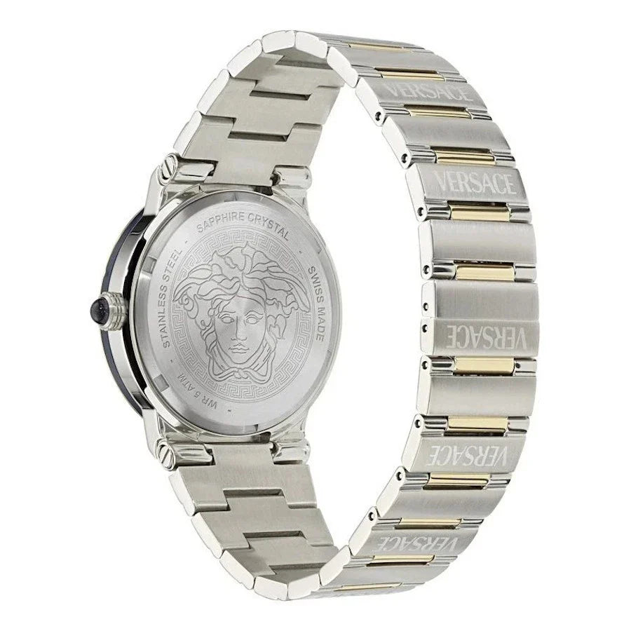 Versace Greca Logo Moonphase Mother of Pearl Dial Two Tone Steel Strap Watch for Women - VE7G00524