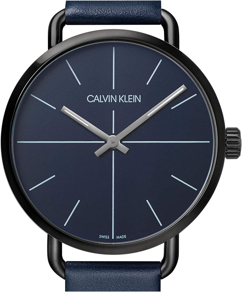 Calvin Klein Even Blue Dial Blue Leather Strap Watch for Men - K7B214VN