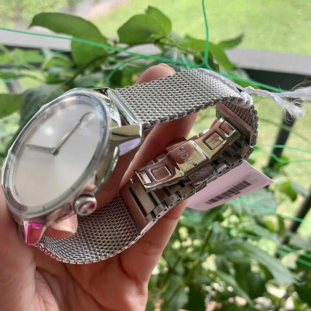 Movado Bold Silver Dial Silver Mesh Bracelet Watch For Men - 3600260