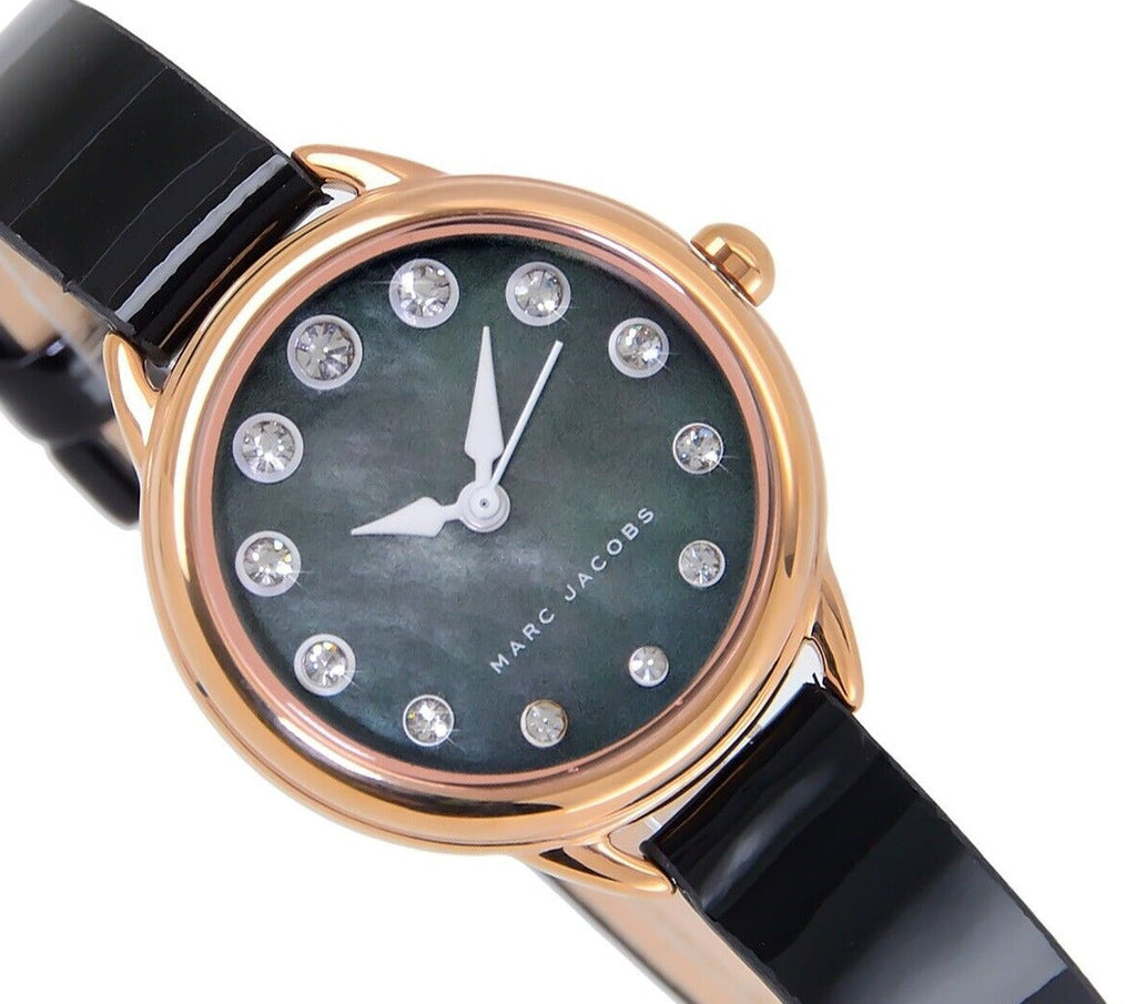 Marc Jacobs Betty Mother of Pearl Black Dial Black Leather Strap Watch for Women - MJ1513
