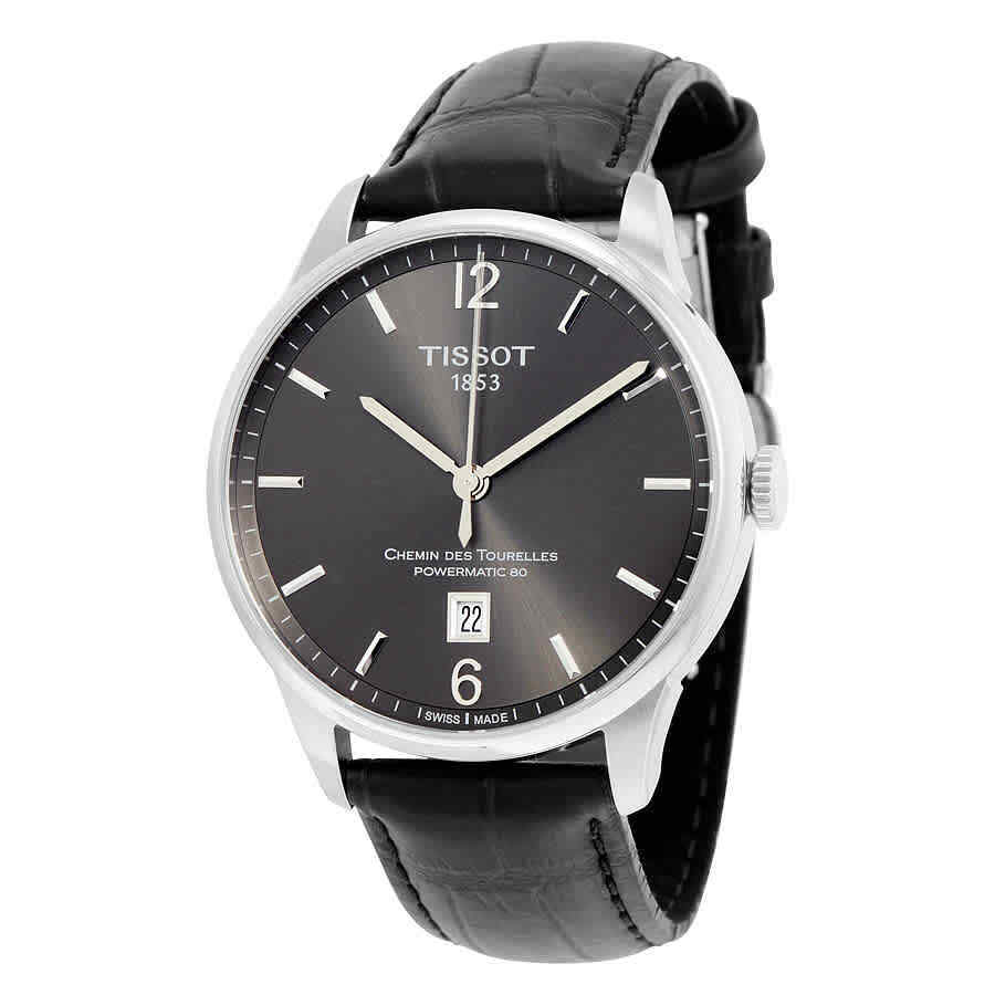 Tissot Chemin Des Tourelles Powermatic 80 Black Dial Black Leather Strap Watch For Men - T099.407.16.447.00