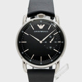 Emporio Armani Aviator Quartz Black Dial Black Leather Strap Watch For Men - AR11336