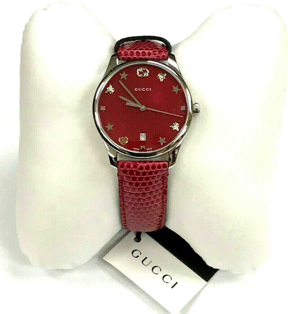 Gucci G-Timeless Cherry Red Mother of Pearl Dial 27mm Watch For Women - YA126584