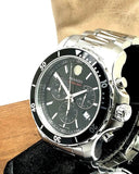 Movado Series 800 Chronograph Black Dial Silver Steel Strap Watch For Men - 2600142
