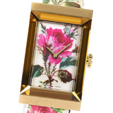 Gucci G-Frame Floral Mother of Pearl Dial White Leather Strap Watch For Women - YA147406
