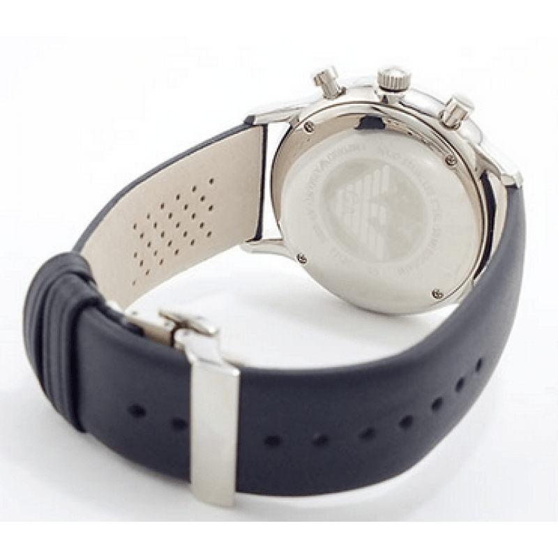 Emporio Armani Gianni White Dial Black Leather Strap Watch For Men - AR0385
