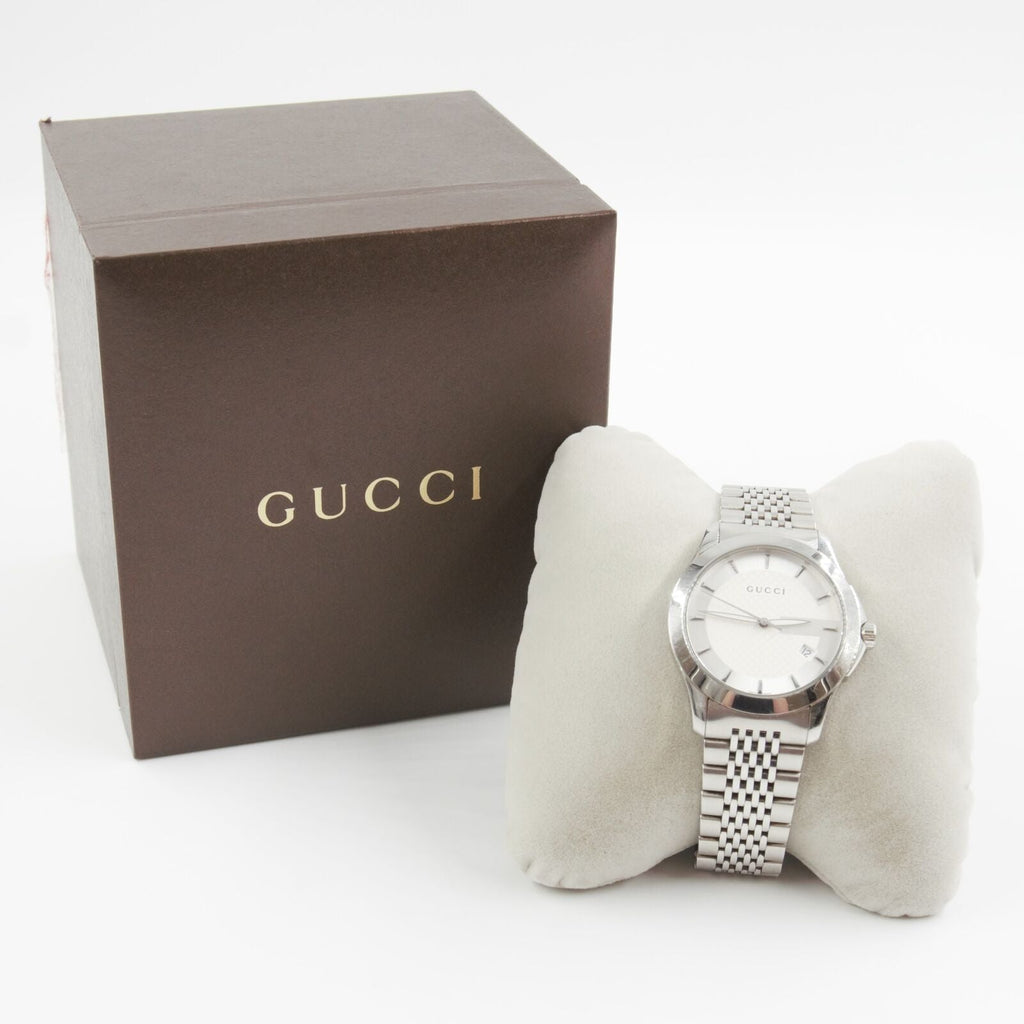 Gucci G Timeless Silver Dial Silver Steel Strap Watch For Men - YA126401