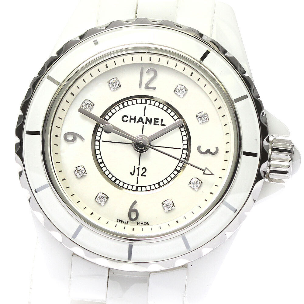 Chanel J12 Diamonds Quartz Mother of Pearl White Dial White Steel Strap Watch for Women - J12 H2570