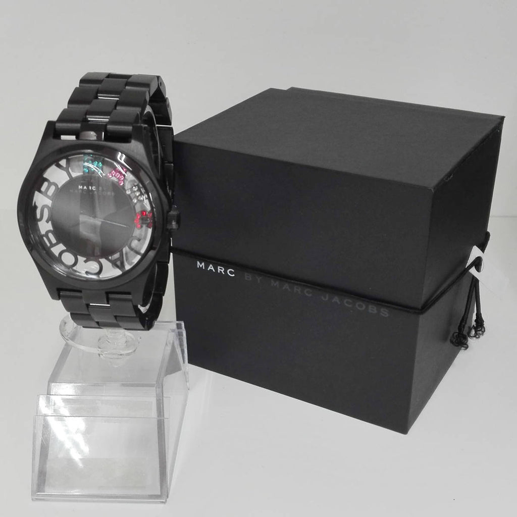 Marc Jacobs Henry Skeleton Black Dial Black Steel Strap Watch for Women - MBM3265