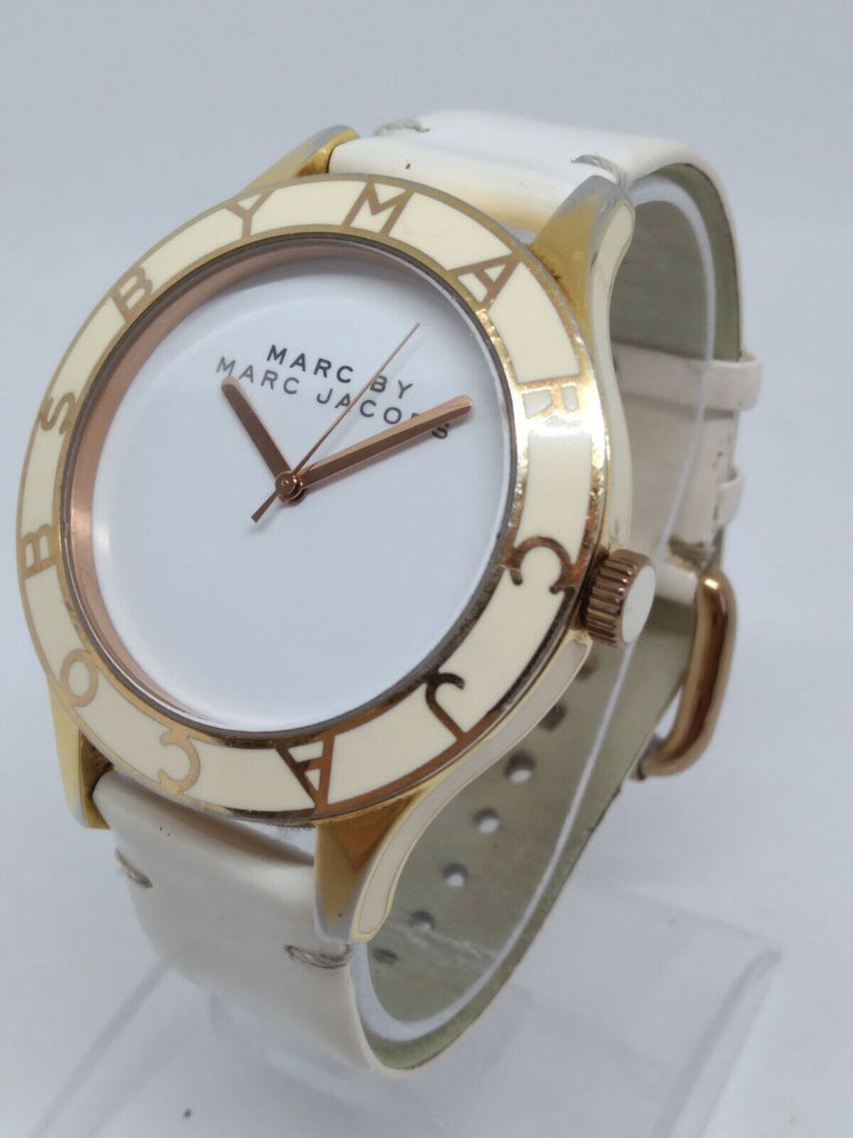 Marc Jacobs Blade White Dial White Leather Strap Watch for Women - MBM1179