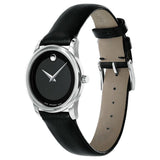 Movado Museum Classic Black Dial Black Leather Strap Watch For Women - 0606503