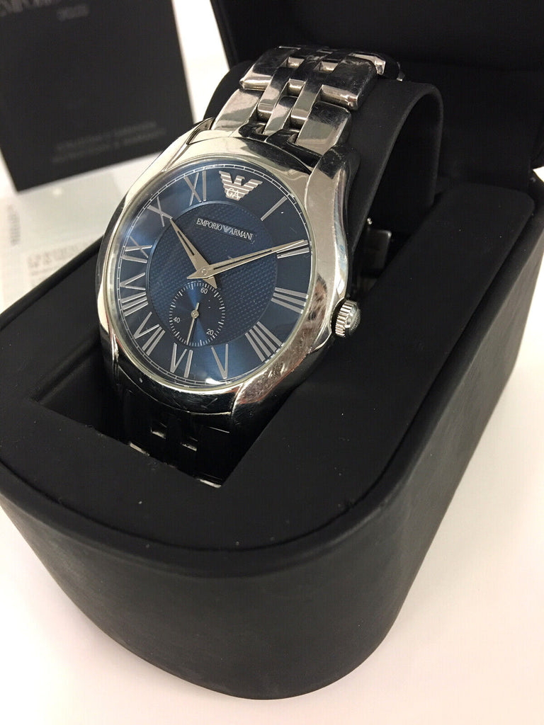 Emporio Armani Valente Chronograph Blue Dial Silver Steel Strap Watch For Men - AR1789