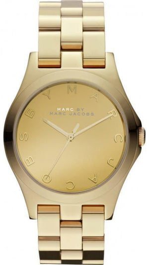 Marc Jacobs Henry Gold Dial Gold Steel Strap Watch for Women - MBM3211