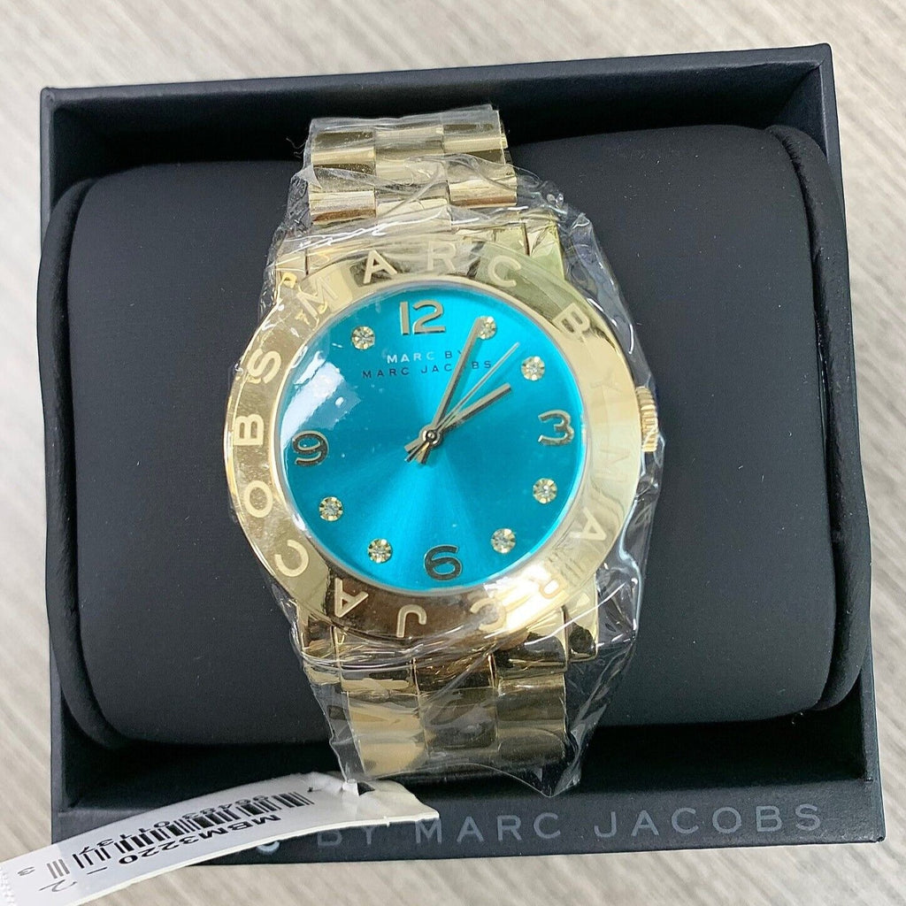 Marc Jacobs Amy Blue Dial Gold Steel Strap Watch for Women - MBM3220