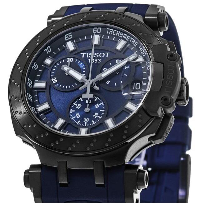Tissot T Race Chronograph Blue Dial Blue Silicone Strap Watch For Men - T115.417.37.041.00
