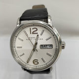 Marc Jacobs Fergus White Dial Black Leather Strap Watch for Men - MBM5076