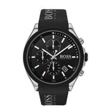 Hugo Boss Velocity Black Dial Black Leather Strap Watch for Men - 1513716