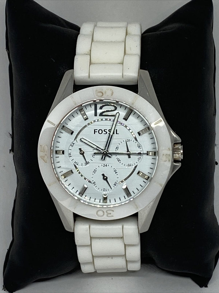 Fossil Ceramic White Dial White Ceramic Strap Watch for Women - CE1002