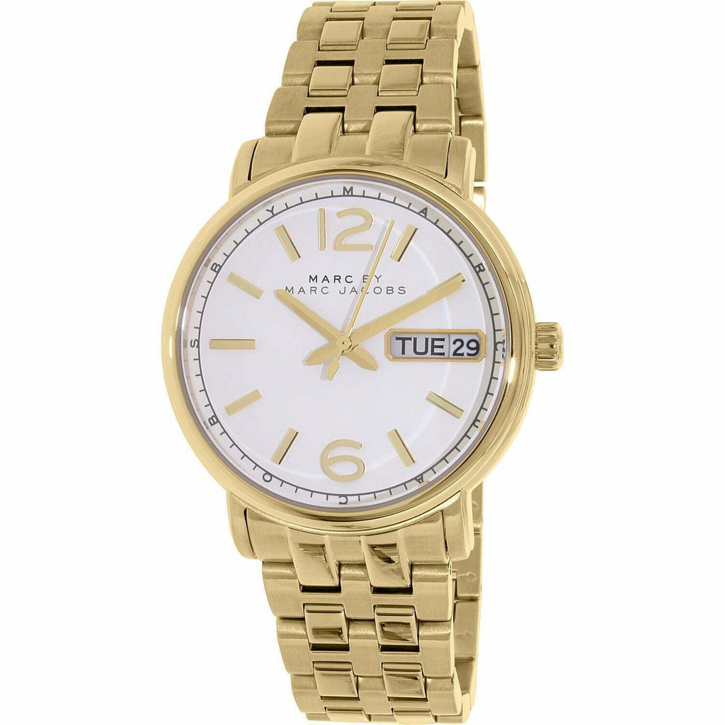 Marc Jacobs Fergus White Dial Gold Steel Strap Watch for Women - MBM8647