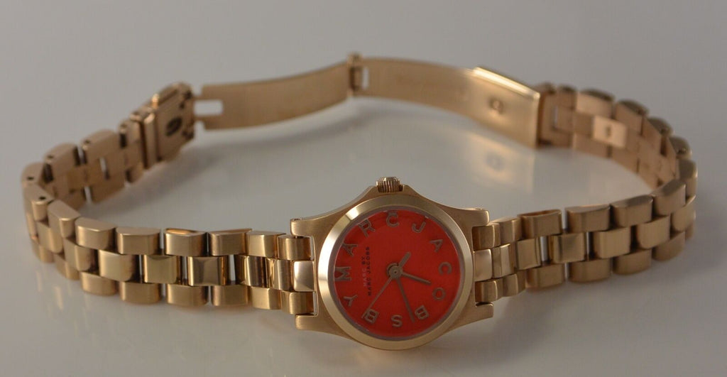 Marc Jacobs Henry Dinky Red Dial Gold Steel Strap Watch for Women - MBM3202
