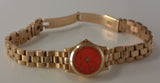 Marc Jacobs Henry Dinky Red Dial Gold Steel Strap Watch for Women - MBM3202