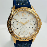 Guess Swirl Analog Quartz White Dial Blue Rubber Strap Watch for Women - W1096L4