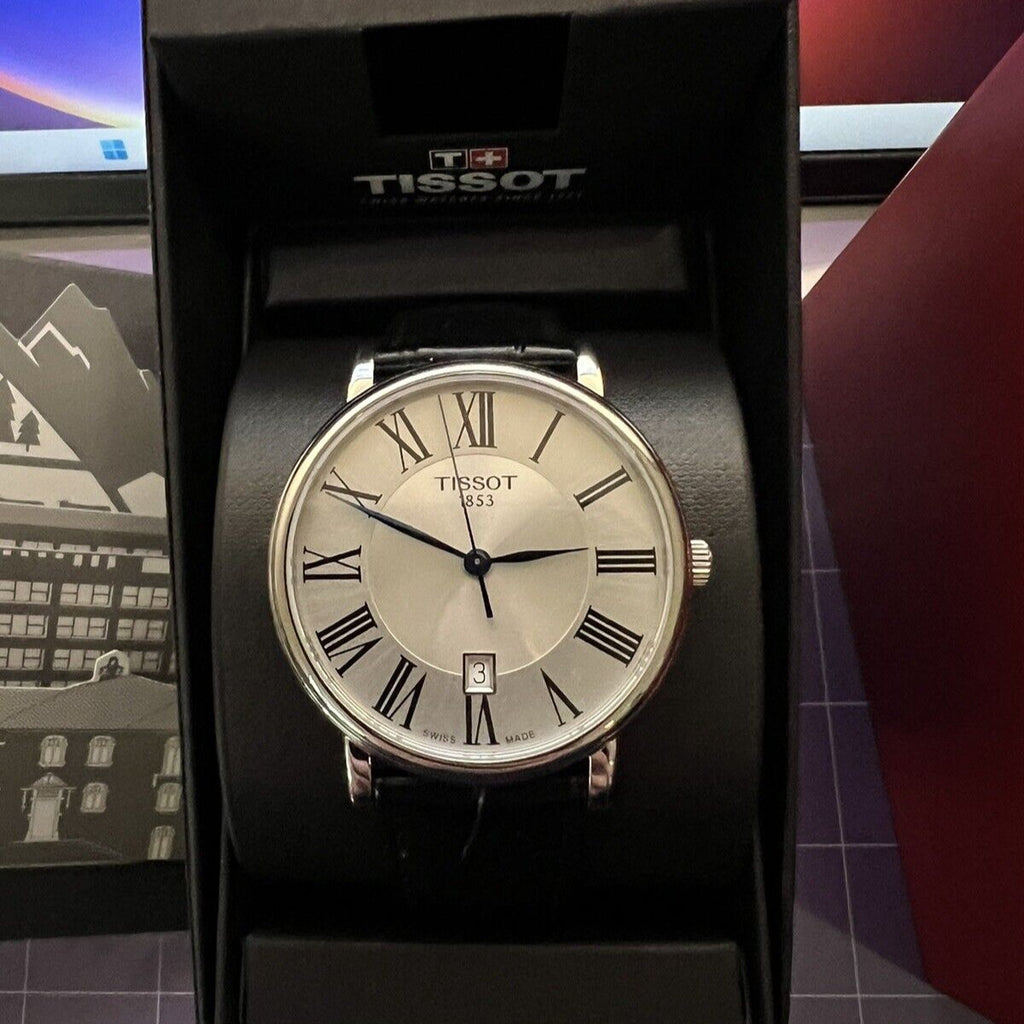 Tissot Carson Premium Silver Dial Black Leather Strap Watch For Men - T122.410.16.033.00