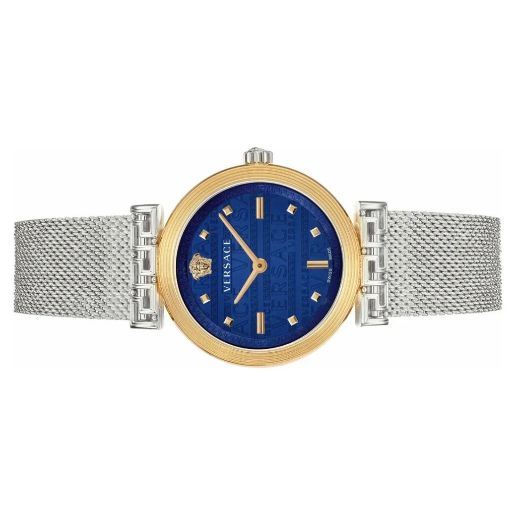 Versace Meander Blue Dial Silver Mesh Bracelet Watch for Women - VELW00520