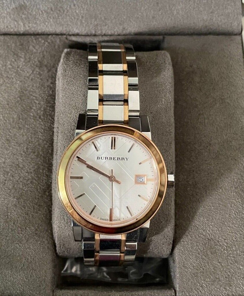 Burberry The City White Dial Two Tone Steel Strap Watch for Women - BU9105