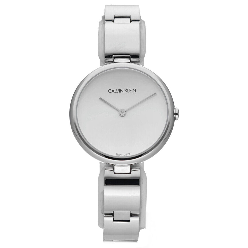 Calvin Klein Wavy Silver Dial Silver Steel Strap Watch for Women - K9U23146