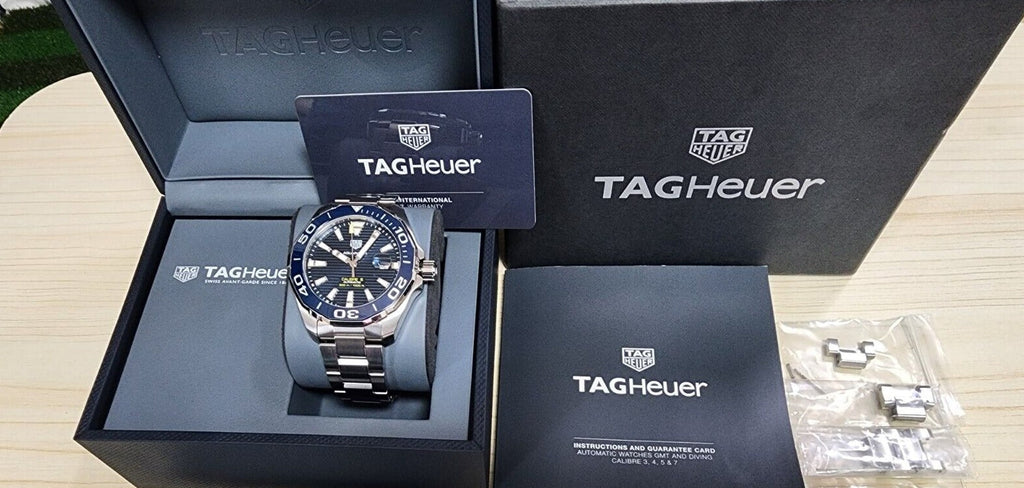 Tag Heuer Aquaracer Calibre 5 Blue Dial Silver Steel Strap Watch for Men - WAY201B.BA0927