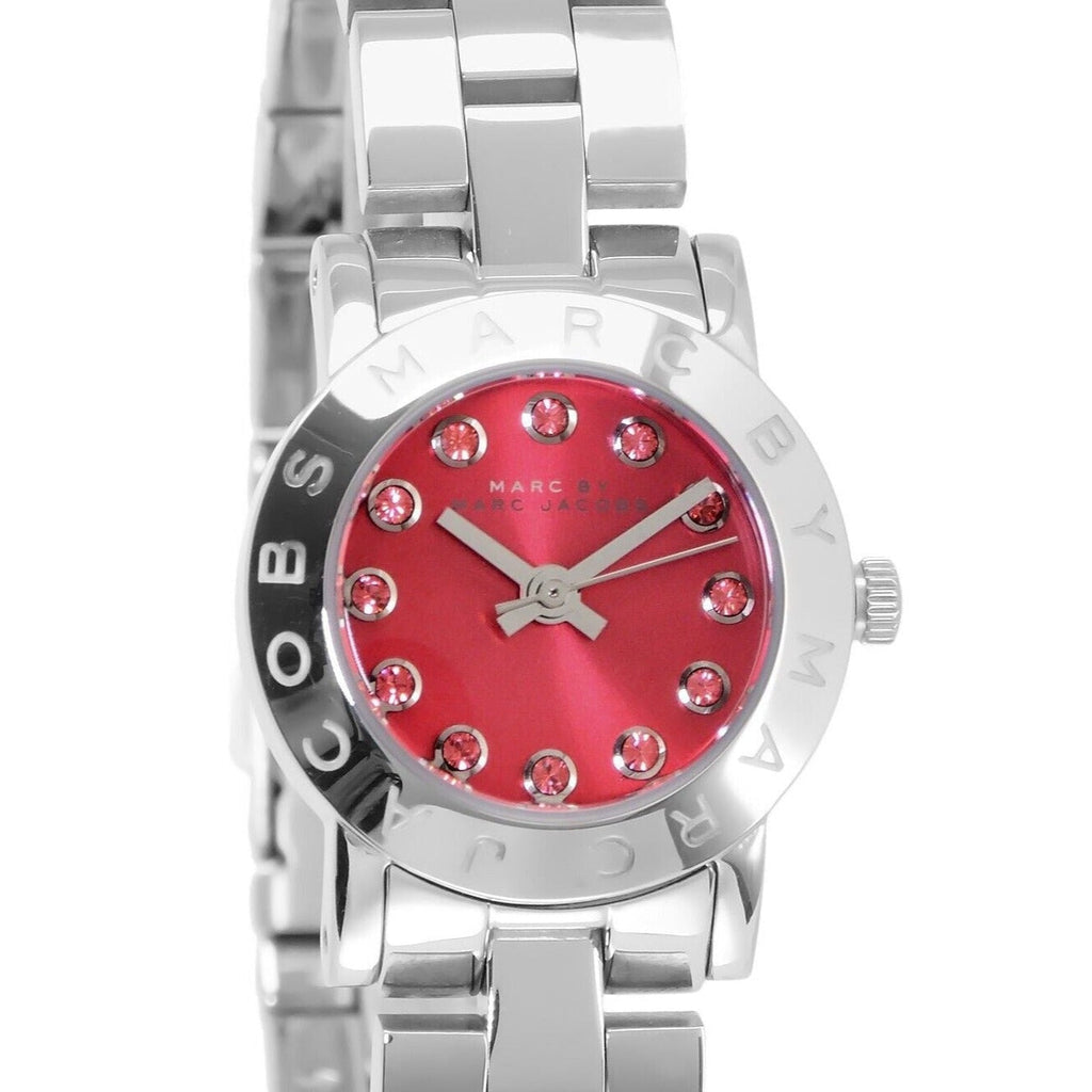 Marc Jacobs Amy Red Dial Silver Steel Strap Watch for Women - MBM3335