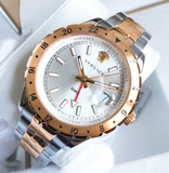 Versace Hellenyium GMT Silver Dial Two Tone Steel Strap Watch for Men - V11030015