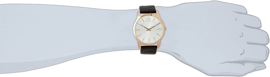 Calvin Klein City Mother of Pearl White Dial Black Leather Strap Watch for Men - K2G2G5C6