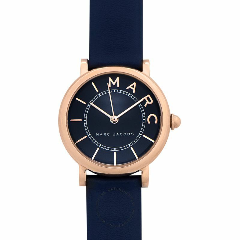 Marc Jacobs Roxy Navy Blue Dial Navy Blue Leather Strap Watch for Women - MJ1539