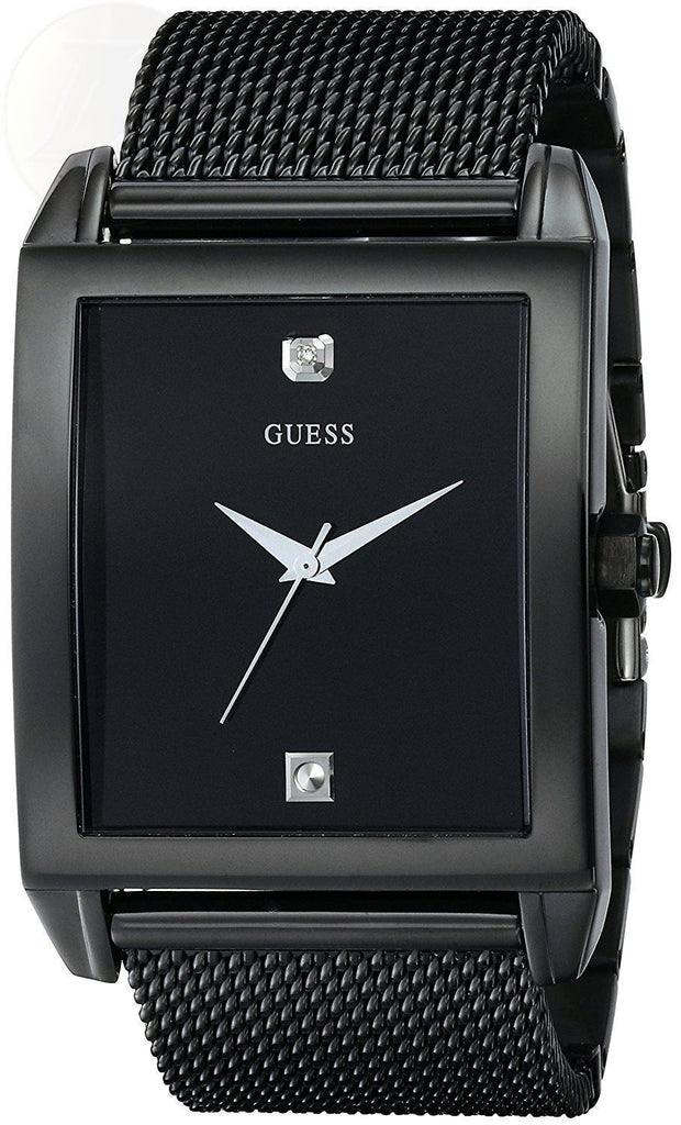 Guess Diamonds Black Dial Black Mesh Strap Watch for Men - W0298G1