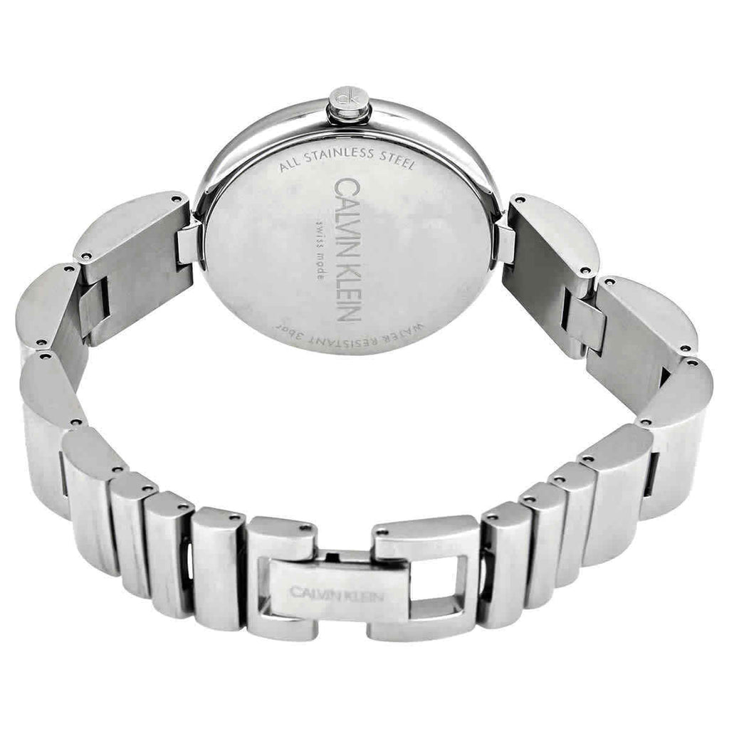 Calvin Klein Wavy Black Dial Silver Steel Strap Watch for Women - K9U23141