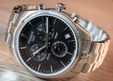 Tissot T Classic PR 100 Chronograph Black Dial Silver Steel Strap Watch for Men - T101.417.11.051.00