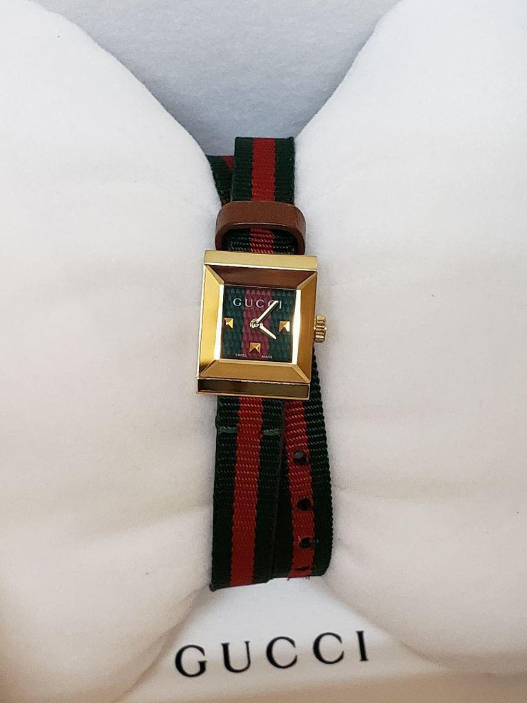 Gucci G-Frame Multicolored Dial Two Tone Nylon Strap Watch For Women - YA128527